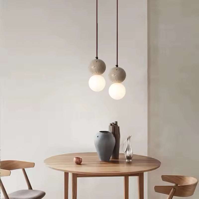 Travertine Globe Pendant Light