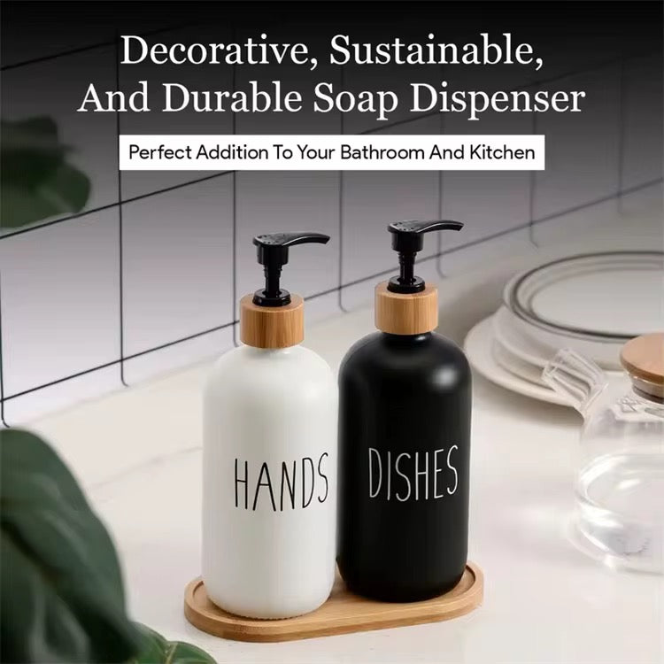 Black & White Soap Dispenser Set