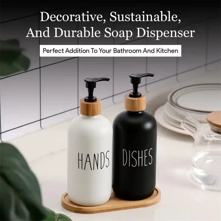 Black & White Soap Dispenser Set