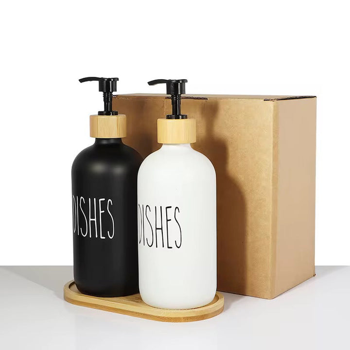 Black & White Soap Dispenser Set