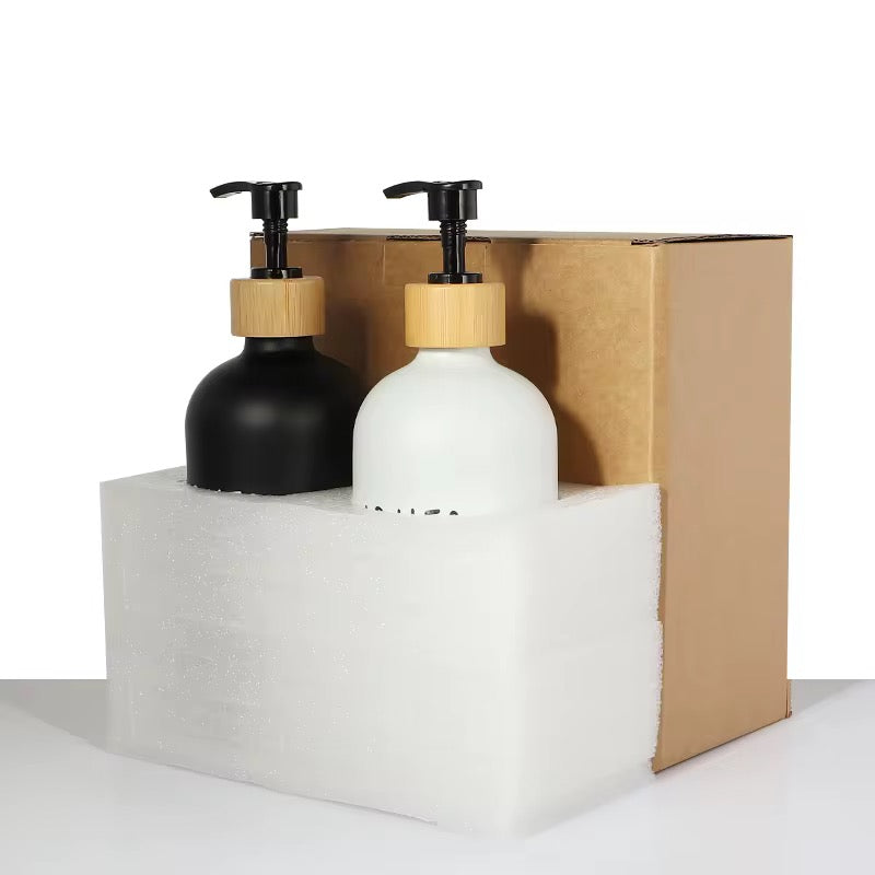 Black & White Soap Dispenser Set