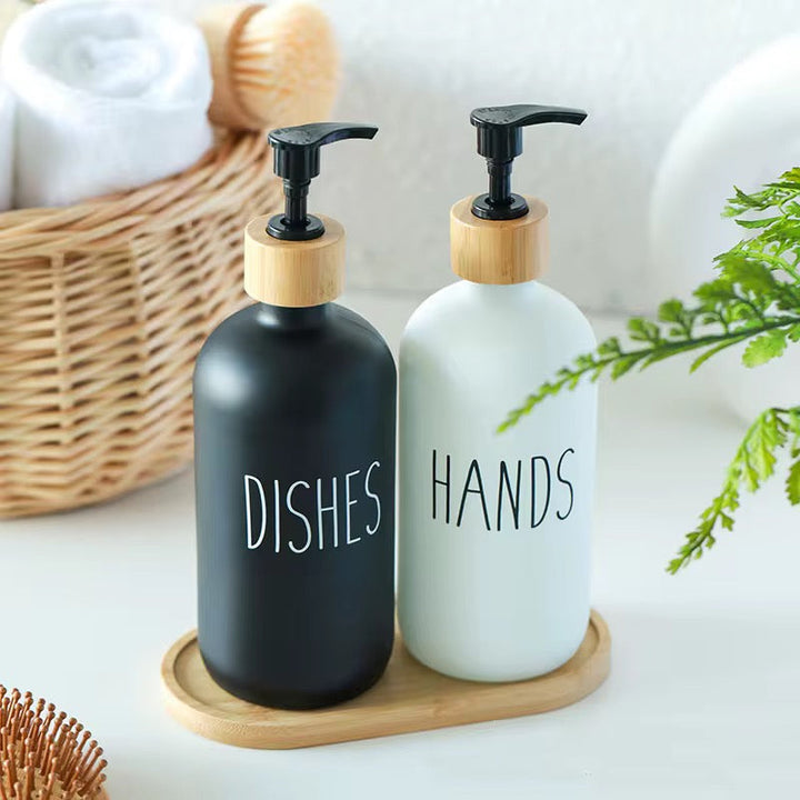 Black & White Soap Dispenser Set