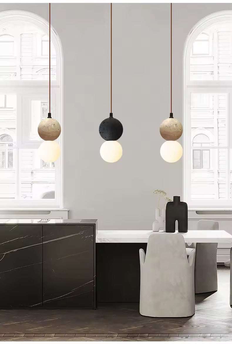 Travertine Globe Pendant Light