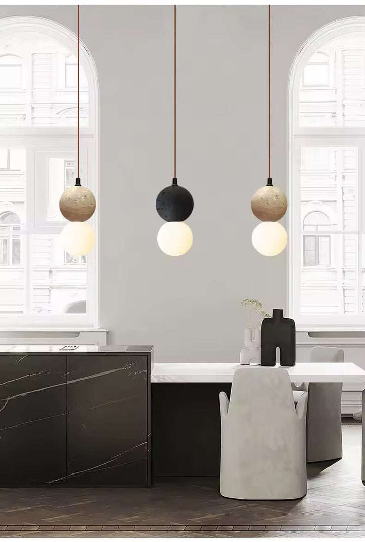 Travertine Globe Pendant Light