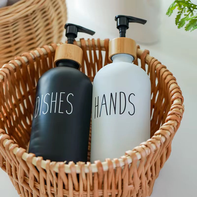 Black & White Soap Dispenser Set