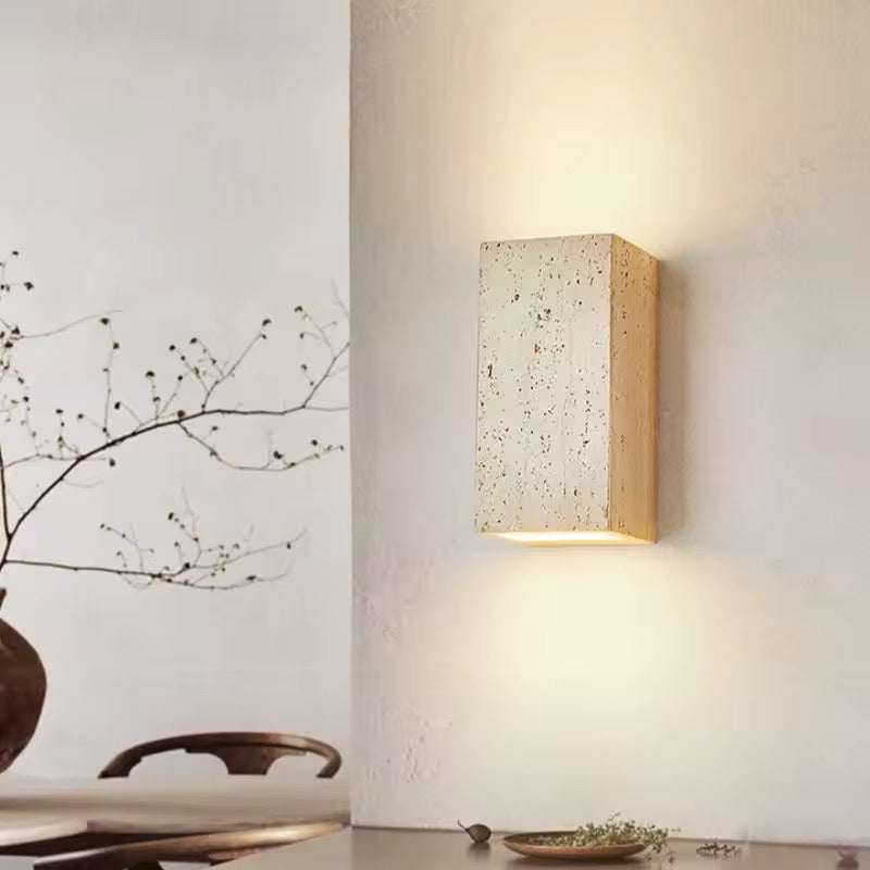 Minimal Wall Block Travertine Sconce
