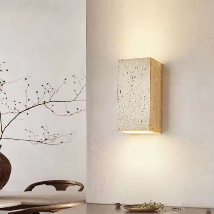 Minimal Wall Block Travertine Sconce