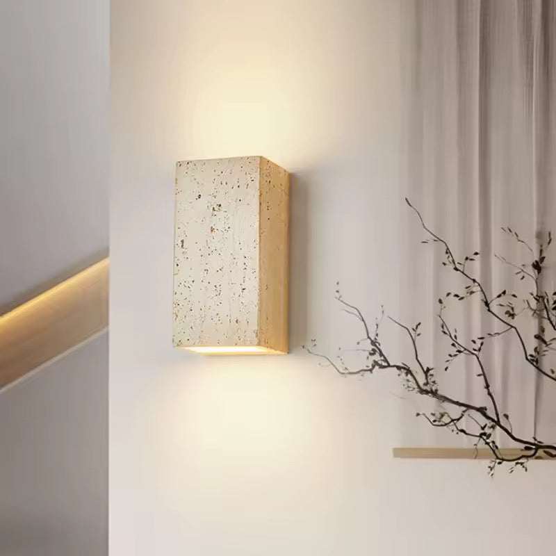Minimal Wall Block Travertine Sconce