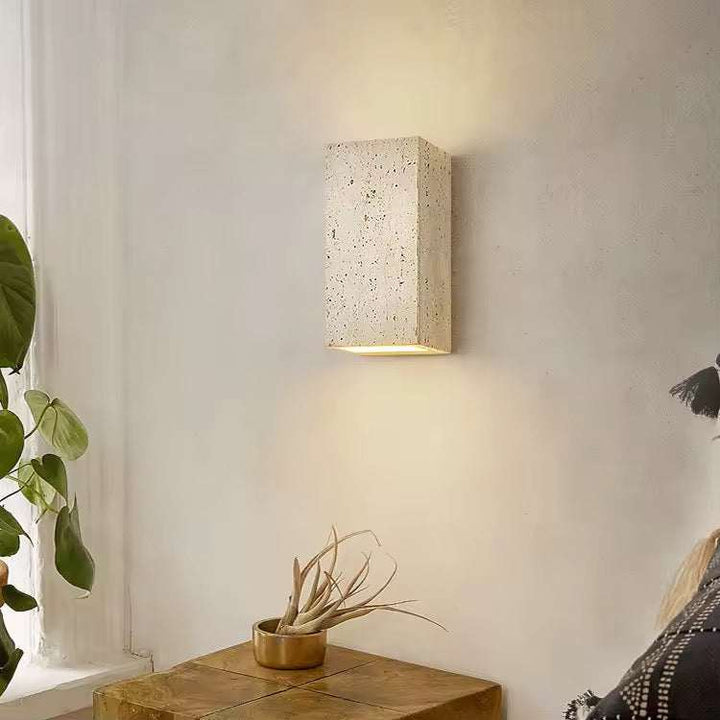 Minimal Wall Block Travertine Sconce