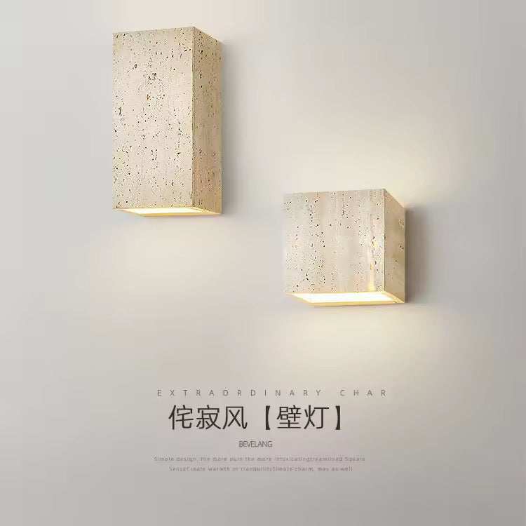 Minimal Wall Block Travertine Sconce