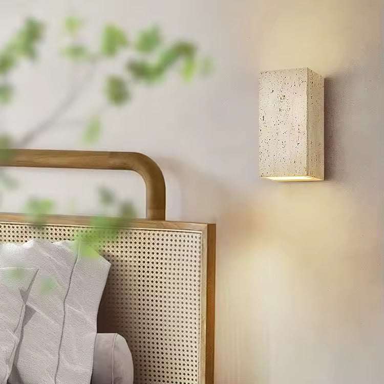 Minimal Wall Block Travertine Sconce