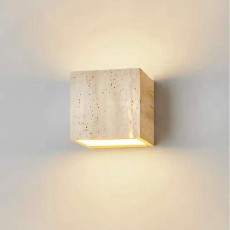 Minimal Wall Block Travertine Sconce
