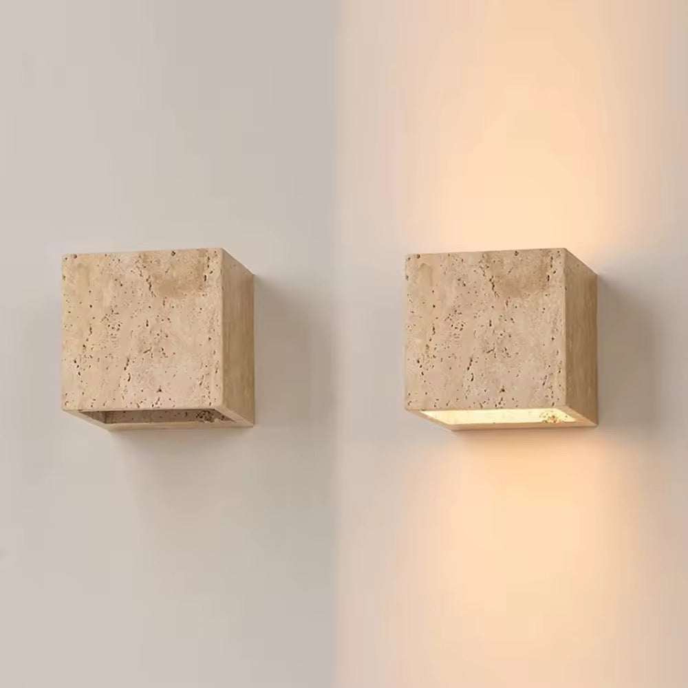 Minimal Wall Block Travertine Sconce