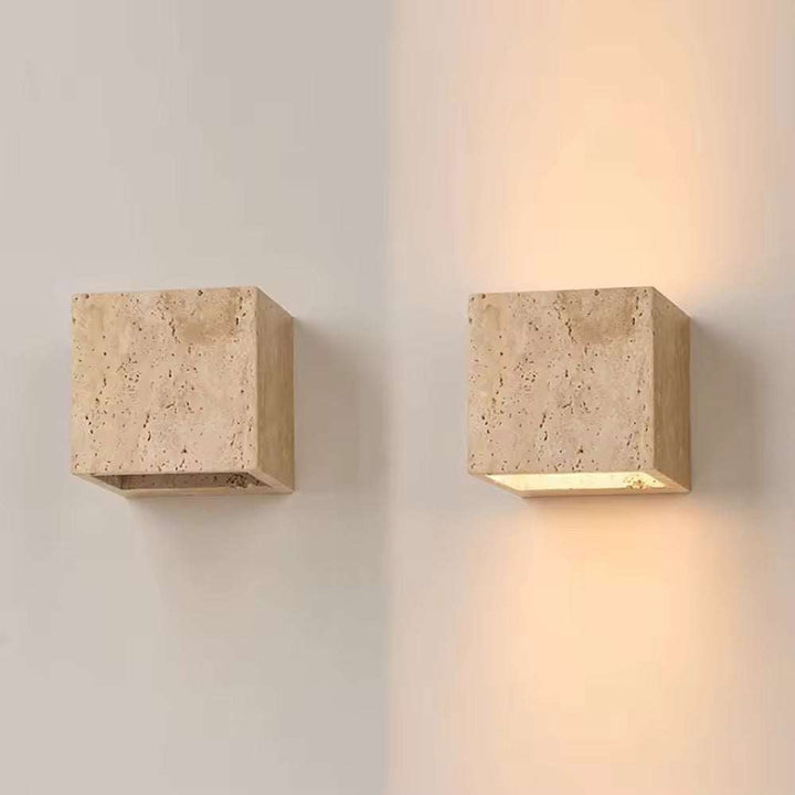 Minimal Wall Block Travertine Sconce