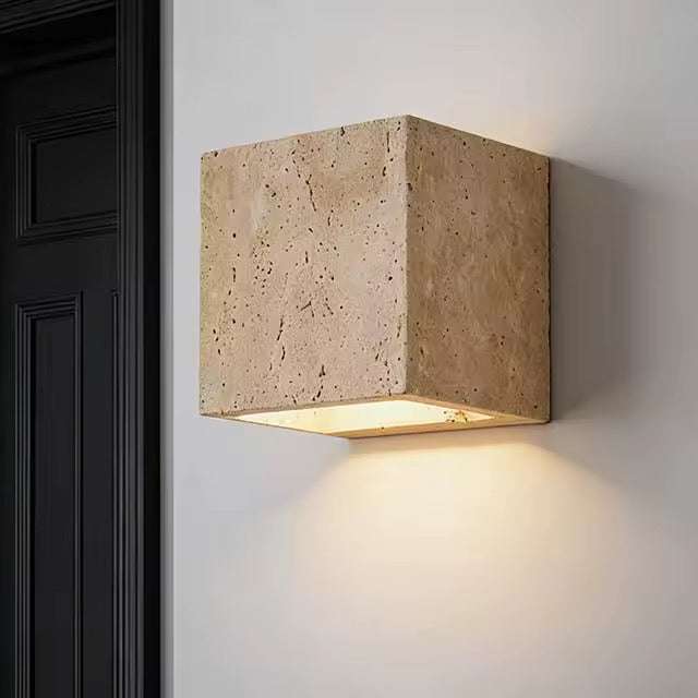 Minimal Wall Block Travertine Sconce