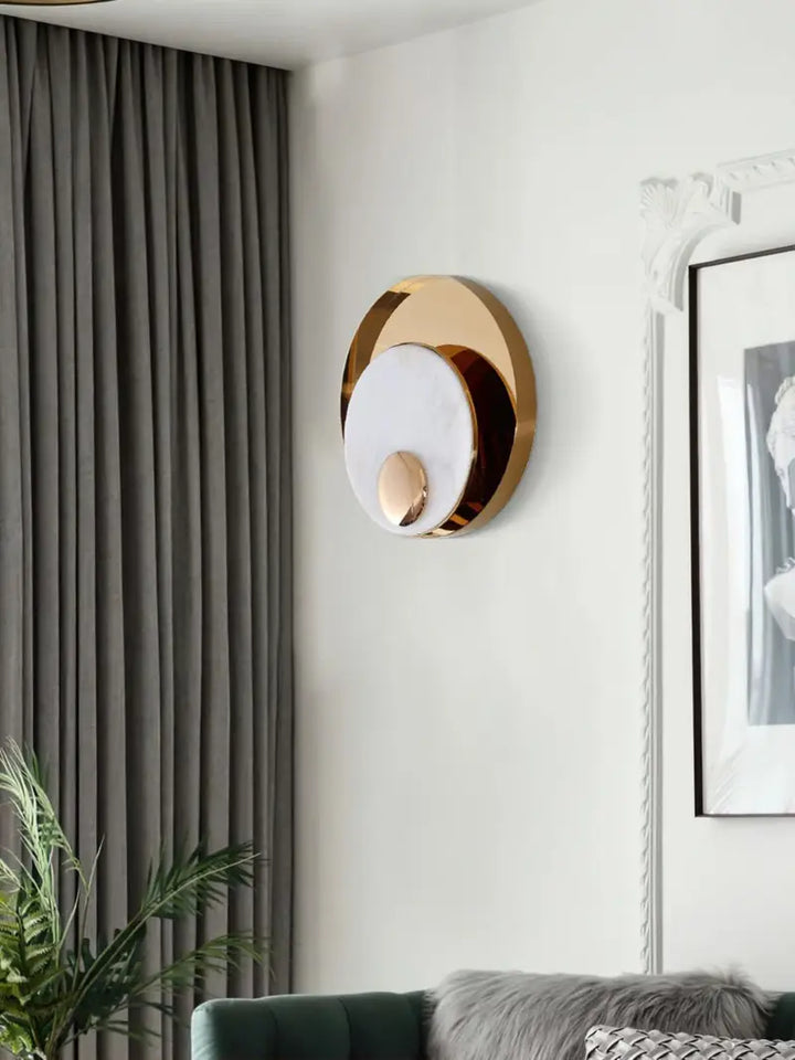 Round Black & Gold Wall Light