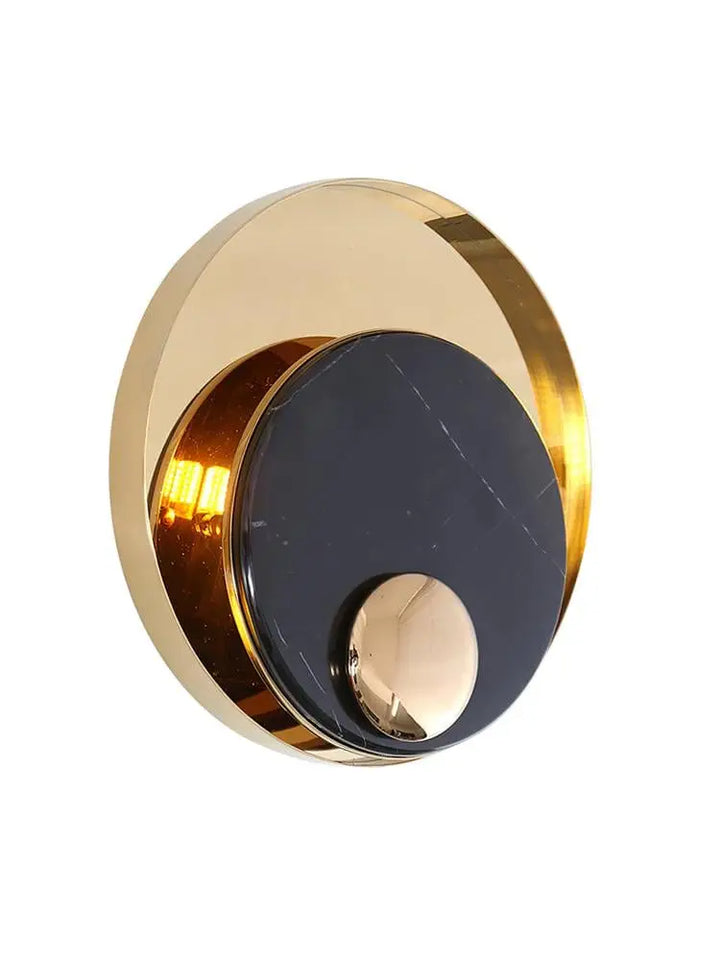 Round Black & Gold Wall Light