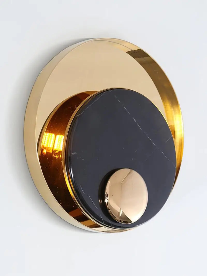 Round Black & Gold Wall Light