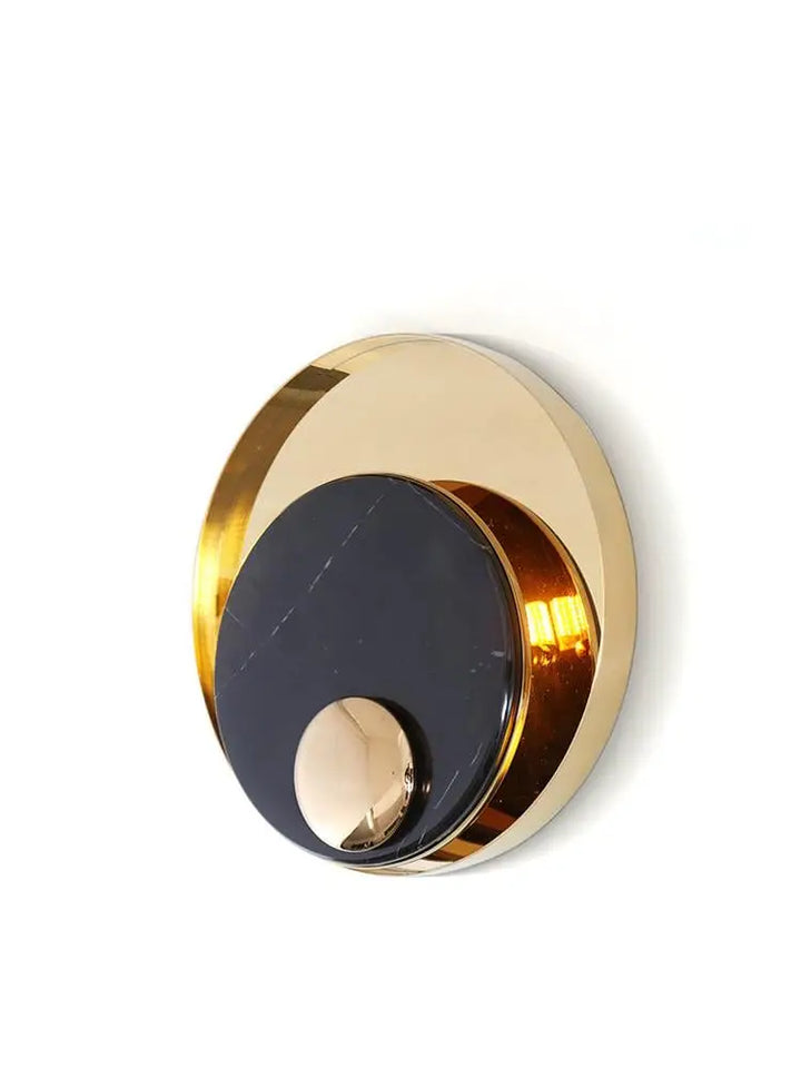Round Black & Gold Wall Light