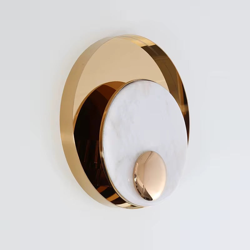 Round Black & Gold Wall Light
