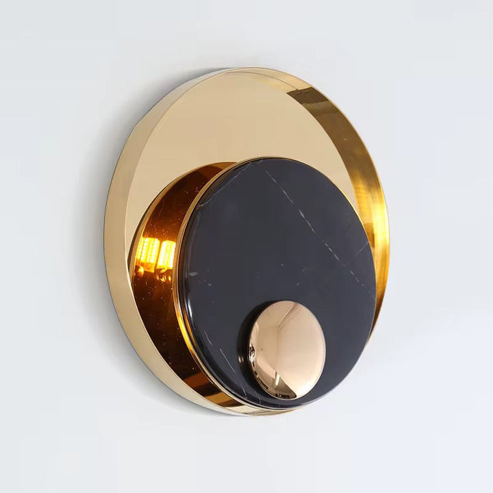 Round Black & Gold Wall Light