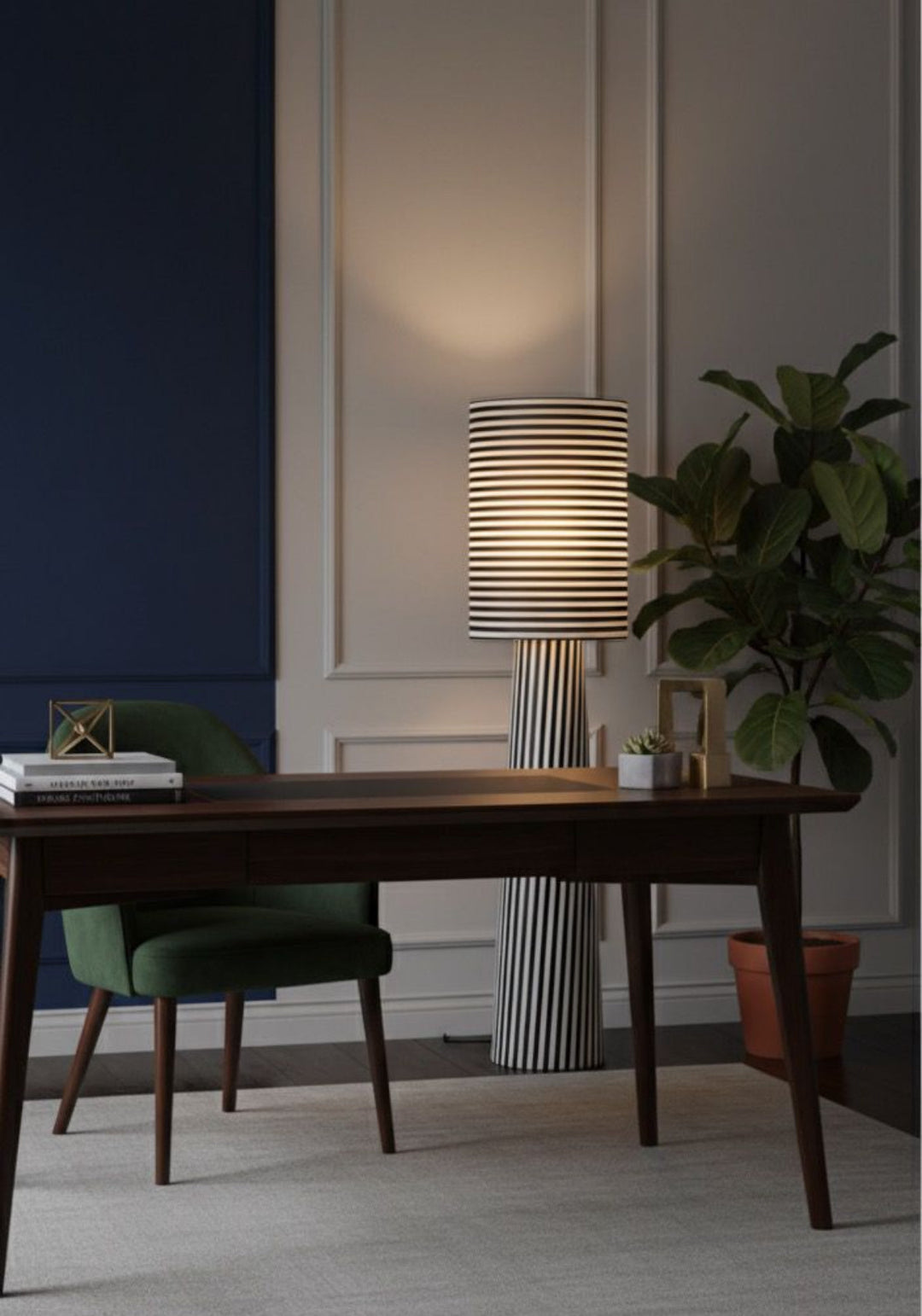 Striped Black & White Floor Lamp