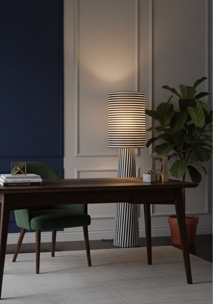 Striped Black & White Floor Lamp