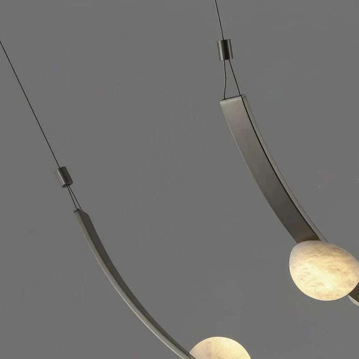 Curved Alabaster Stone Orb Chandelier