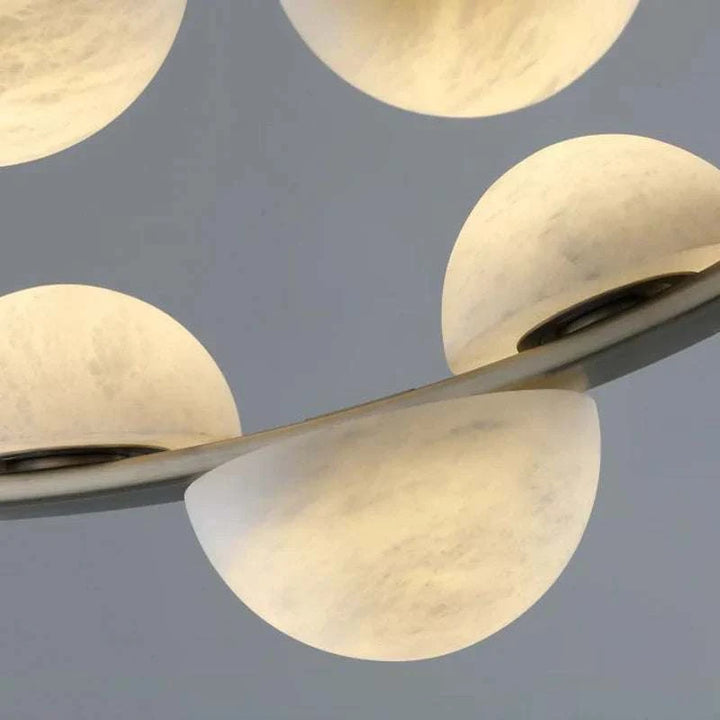 Curved Alabaster Stone Orb Chandelier