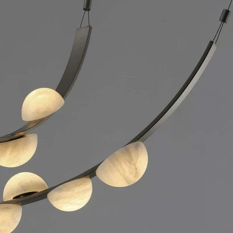 Curved Alabaster Stone Orb Chandelier
