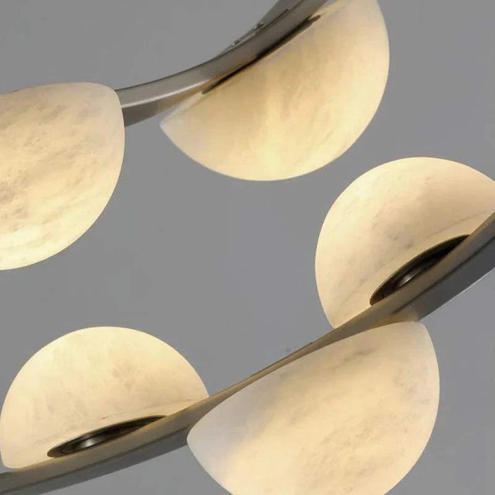 Curved Alabaster Stone Orb Chandelier