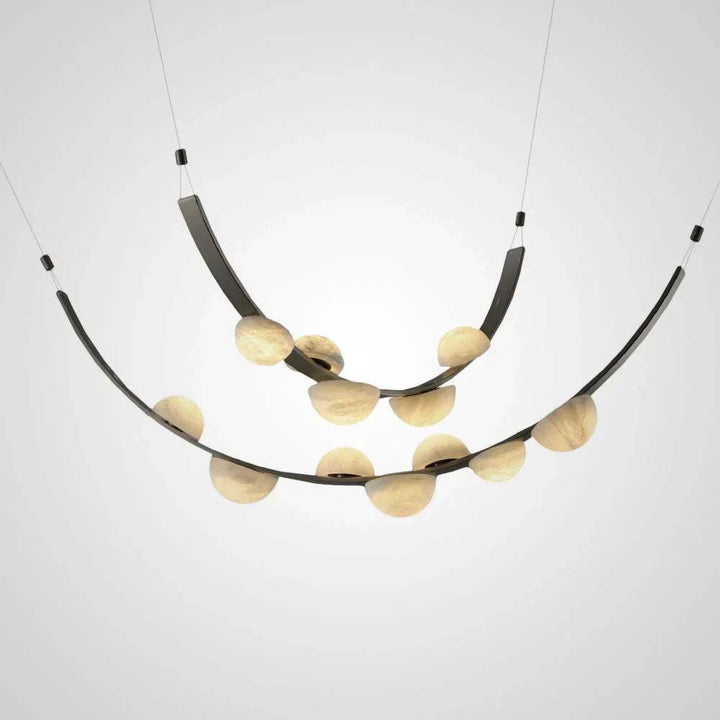 Curved Alabaster Stone Orb Chandelier