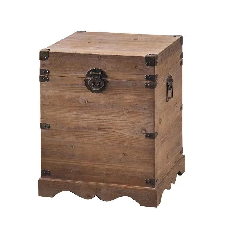 Rustic Wooden Storage Chests with Iron Accents Set of 2