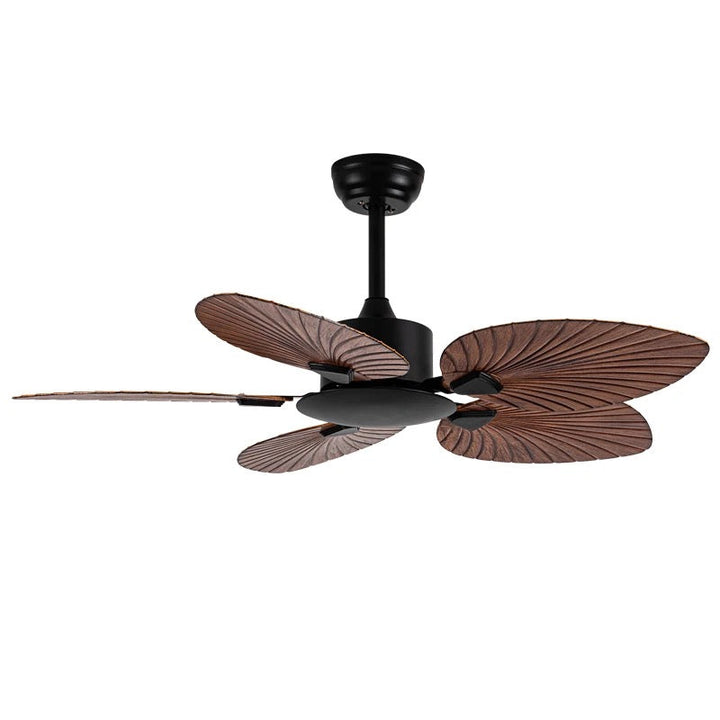 Tropical Leaf Design Ceiling Fan with 5 Blades in Coffee/Black