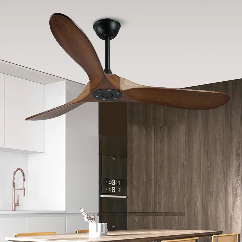 Modern 3-Blade Ceiling Fan with Solid Wood Blades