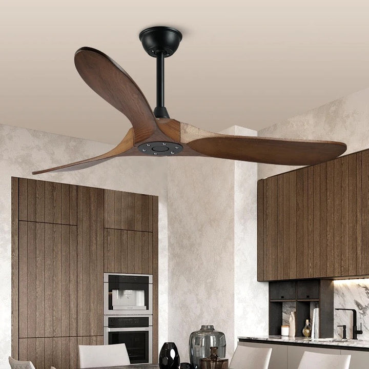 Modern 3-Blade Ceiling Fan with Solid Wood Blades