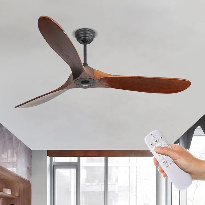 Modern 3-Blade Ceiling Fan with Solid Wood Blades