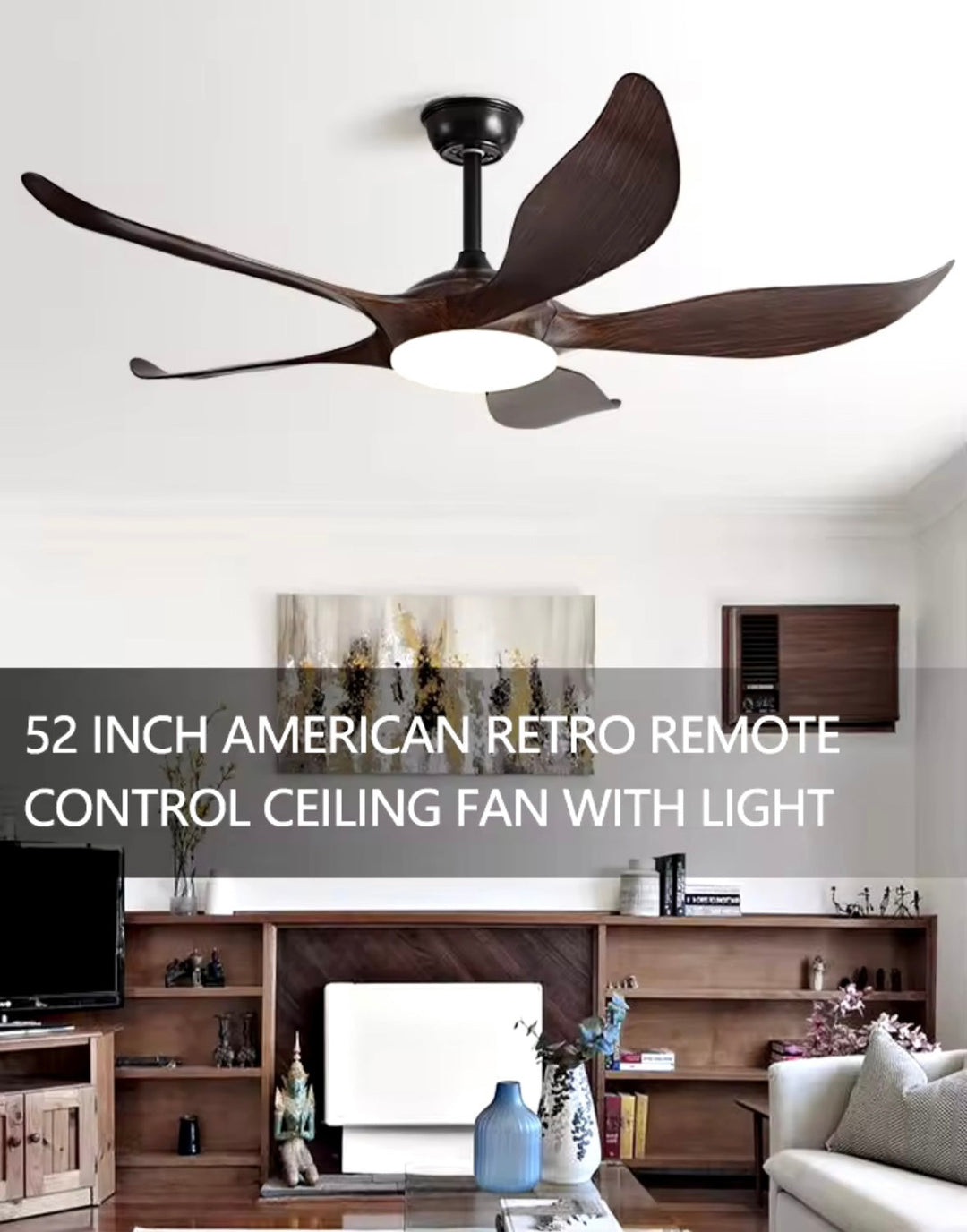 Modern 5-Blade Ceiling Fan with Integrated Light