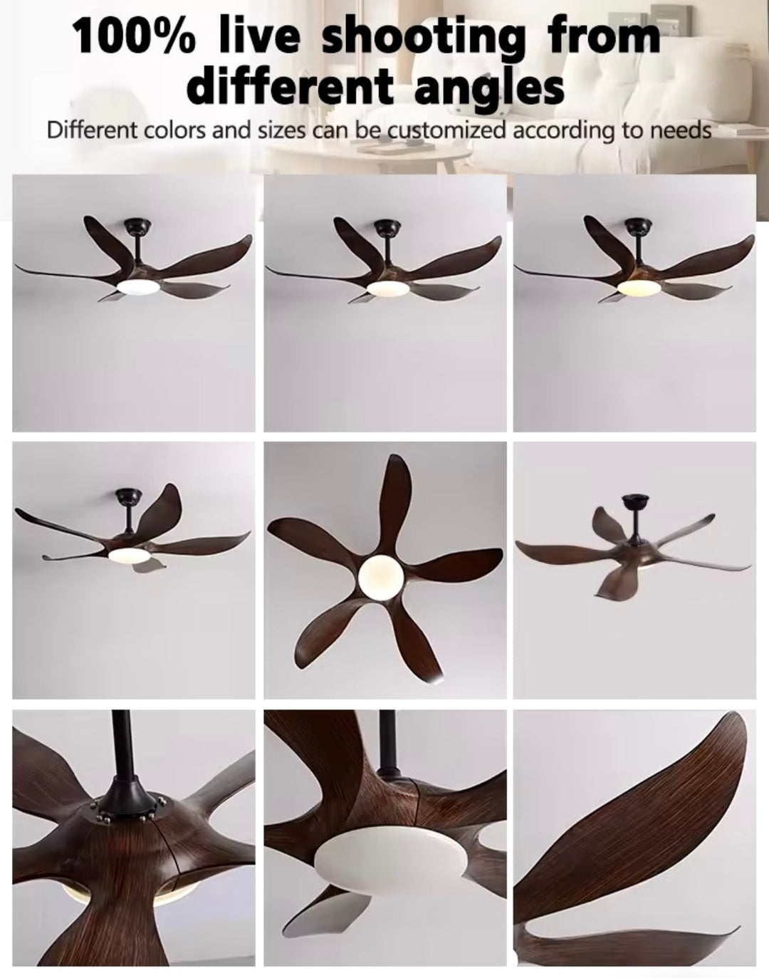 Modern 5-Blade Ceiling Fan with Integrated Light