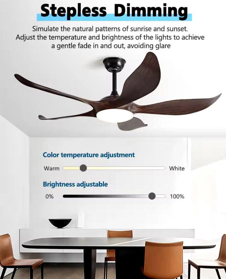 Modern 5-Blade Ceiling Fan with Integrated Light