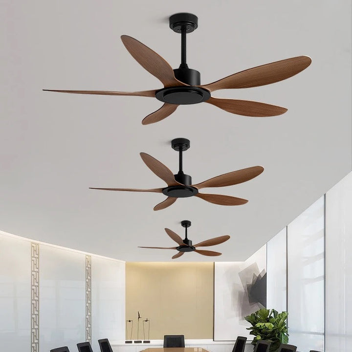 Modern 5-Blade Ceiling Fan with Wood Grain Finish