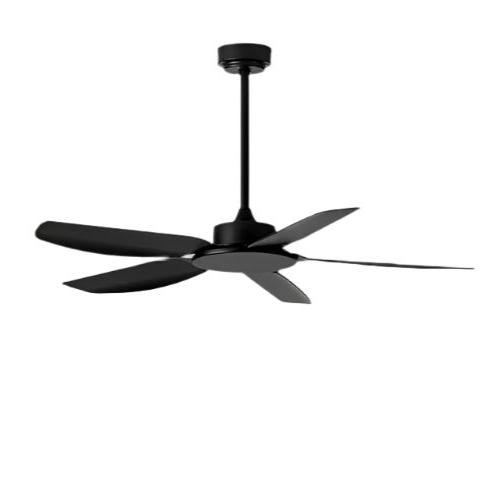 Modern Black Ceiling Fan with 5 Blades, 52-inch