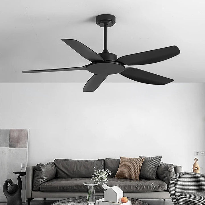 Modern Black Ceiling Fan with 5 Blades, 52-inch