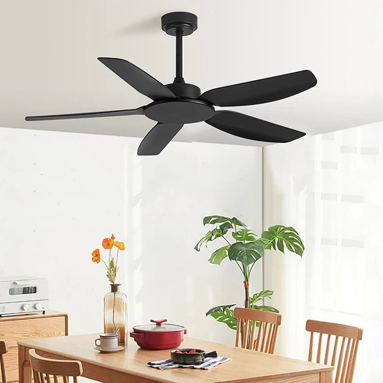 Modern Black Ceiling Fan with 5 Blades, 52-inch