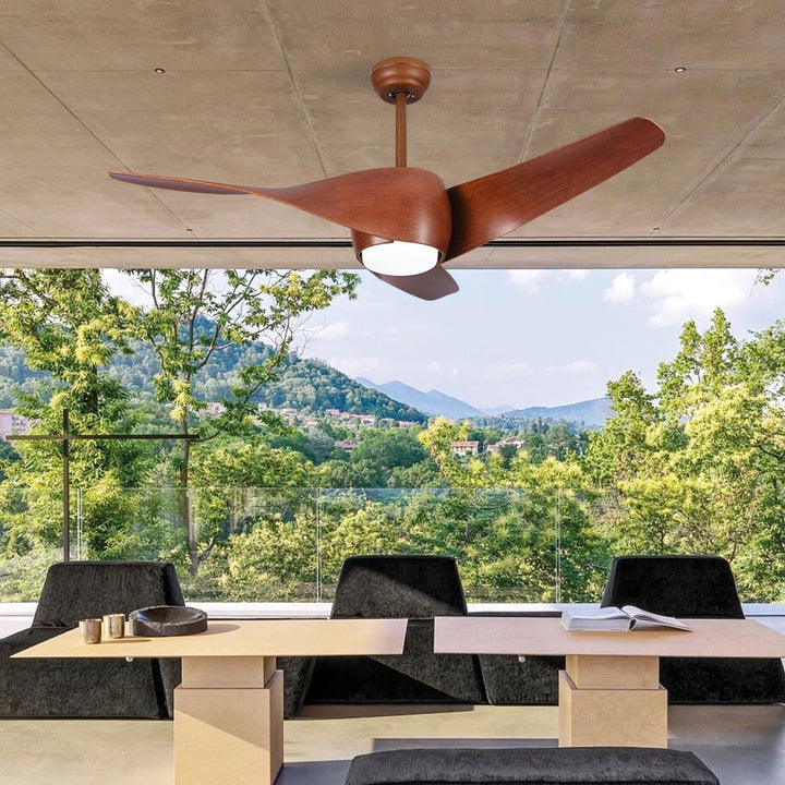 Modern Sculptural Ceiling Fan with Integrated Light, 52-inch