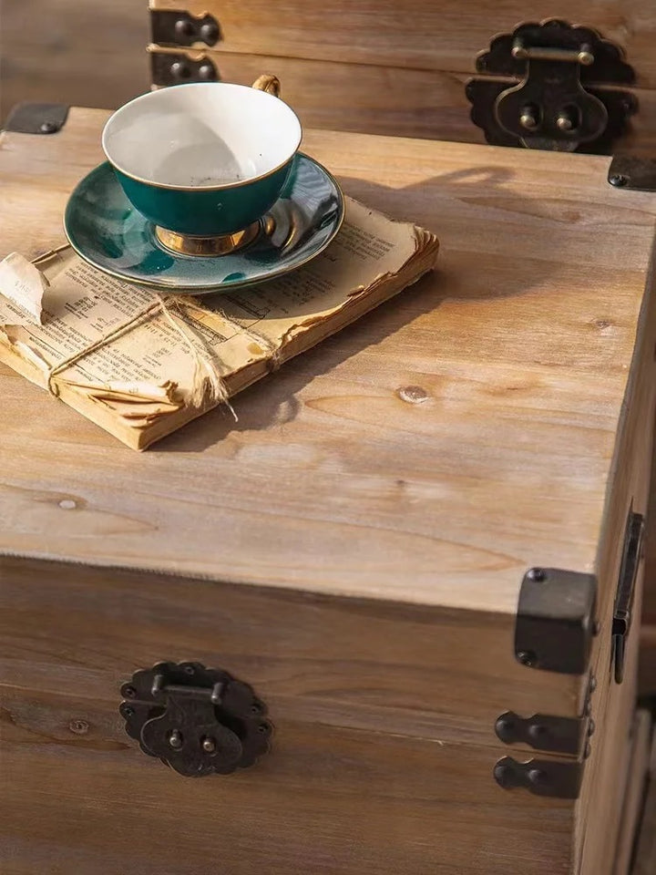 Rustic Wooden Storage Chests with Iron Accents Set of 2