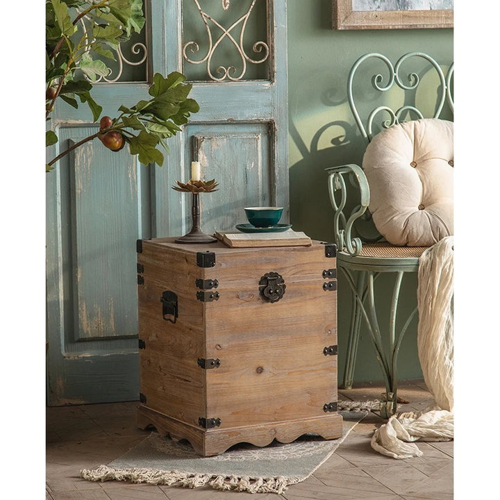 Rustic Wooden Storage Chests with Iron Accents Set of 2