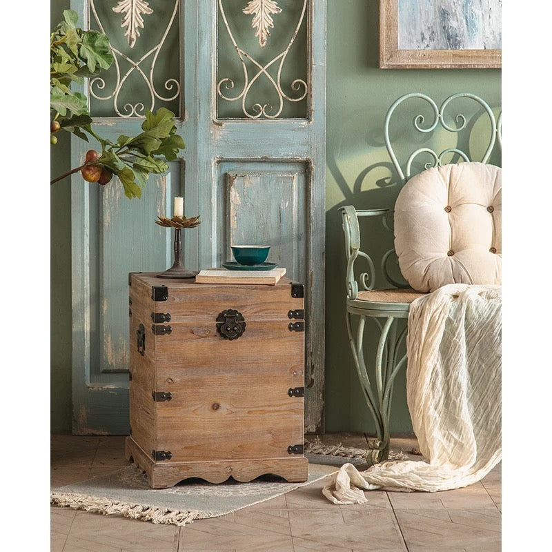 Rustic Wooden Storage Chests with Iron Accents Set of 2