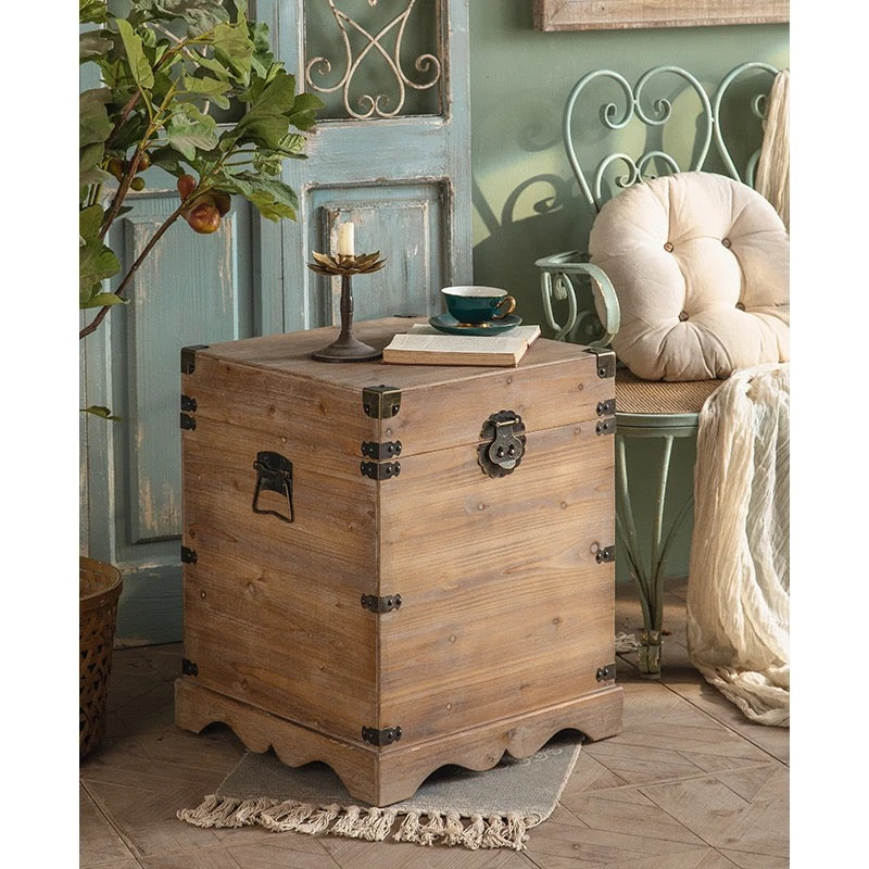 Rustic Wooden Storage Chests with Iron Accents Set of 2