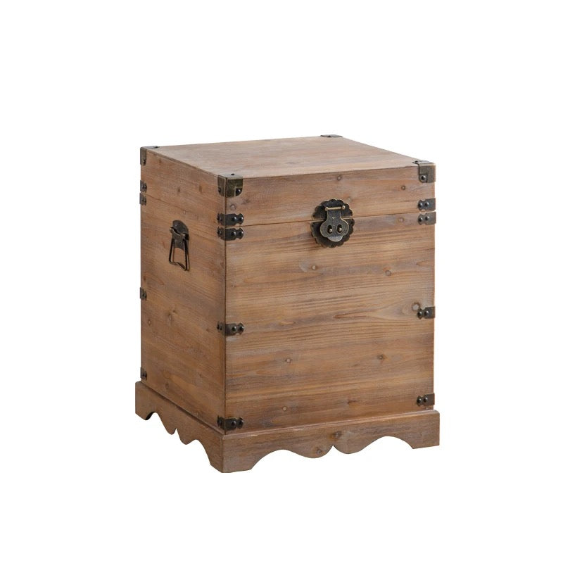 Rustic Wooden Storage Chests with Iron Accents Set of 2